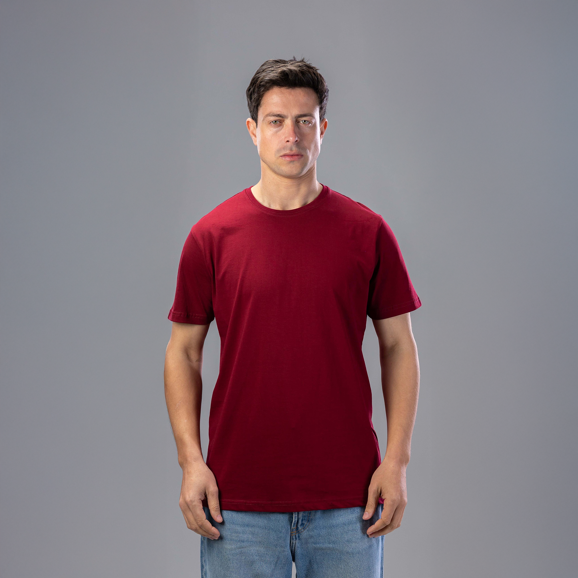 1 (21) Burgundy Basic T-Shirt